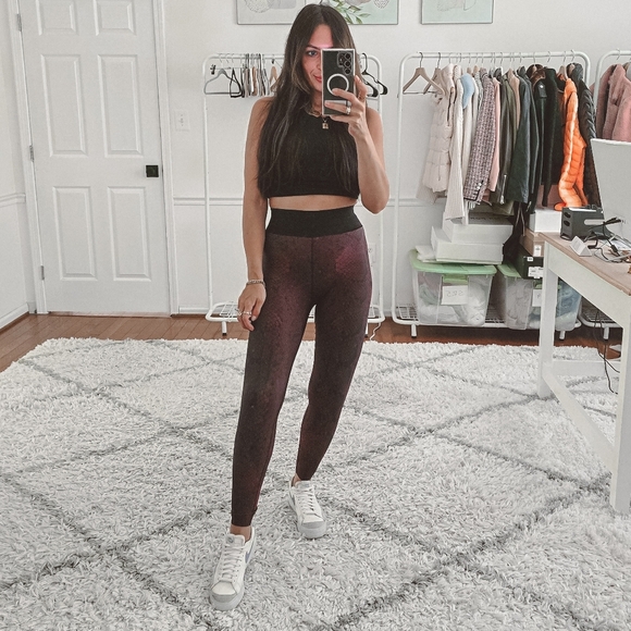 ultracor Pants - Ultracor burgundy snakeskin printed high waist leggings